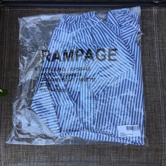 Navy/White Off Shoulder Top - Picture 6 of 6